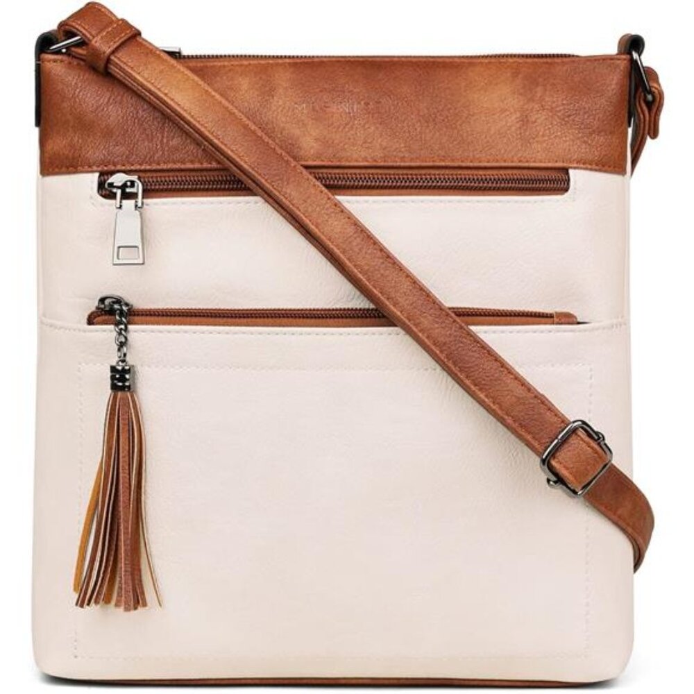 Women Crossbody Purse Multi Pocket Shoulder Bag Tassel Small Casual Handbag